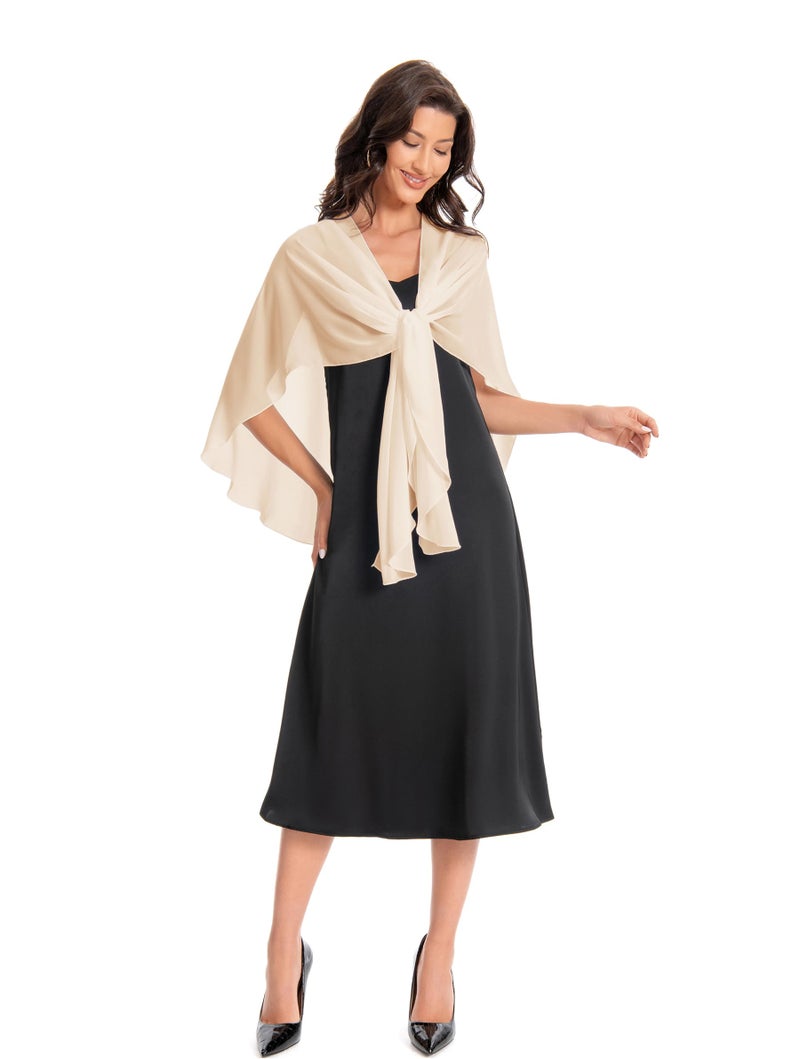 Hotshawl Womens Chiffon Shawls and Wraps, Wedding Party Shawl Scarf for Evening Dresses (Champagne) - Image 4